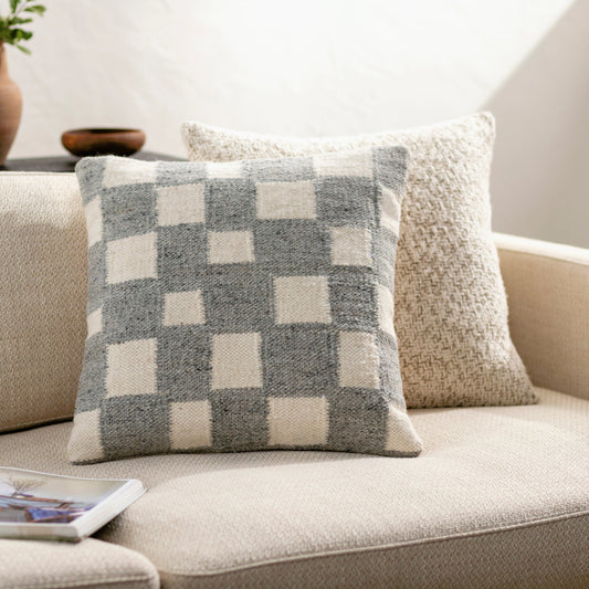 Jacinta Pillow - 481369 by Surya. Made from front: 80% wool, 20% cotton, back: 100% cotton in a modern style.