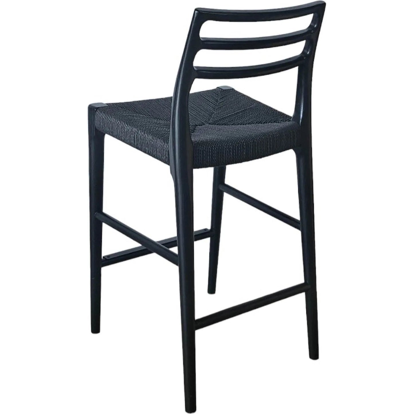 008 SI-2325087 | Additional Silo | Java Counter Stool by LH Imports in black and black. Made from ash wood, blacked dyed paper rope, metal in a rustic style.
