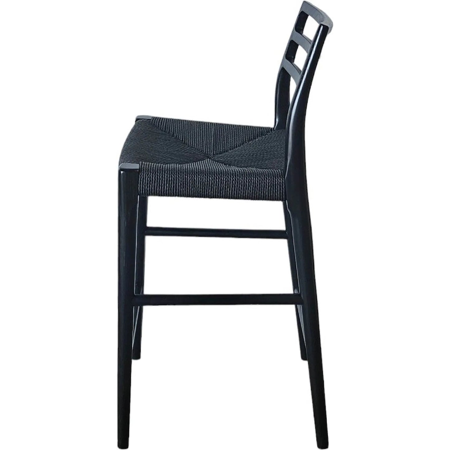 009 SI-2325087 | Additional Silo | Java Counter Stool by LH Imports in black and black. Made from ash wood, blacked dyed paper rope, metal in a rustic style.
