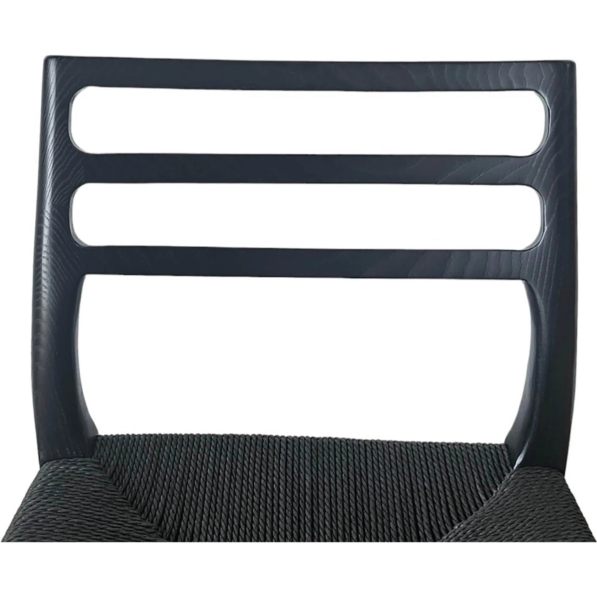 Java Counter Stool by LH Imports in black and black. Made from ash wood, blacked dyed paper rope, metal in a rustic style.