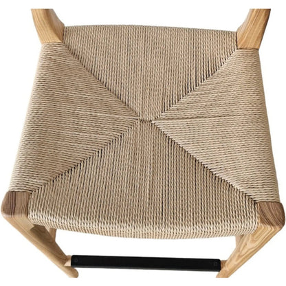 Java Counter Stool by LH Imports in black and black. Made from ash wood, blacked dyed paper rope, metal in a rustic style.