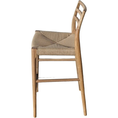 Java Counter Stool by LH Imports in black and black. Made from ash wood, blacked dyed paper rope, metal in a rustic style.