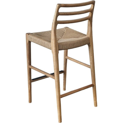 Java Counter Stool by LH Imports in black and black. Made from ash wood, blacked dyed paper rope, metal in a rustic style.