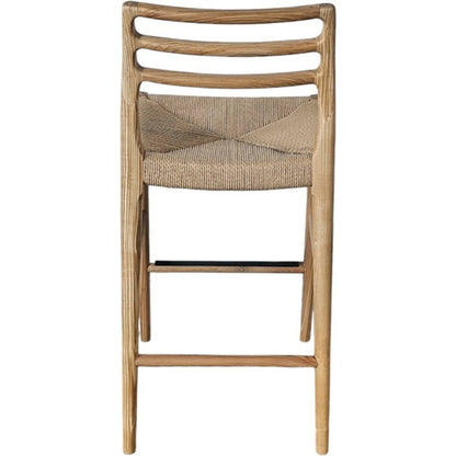 Java Counter Stool by LH Imports in black and black. Made from ash wood, blacked dyed paper rope, metal in a rustic style.