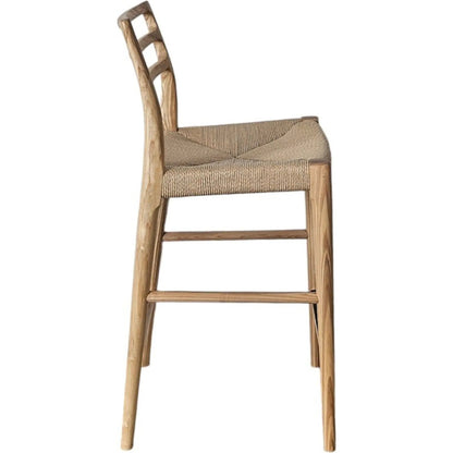 Java Counter Stool by LH Imports in black and black. Made from ash wood, blacked dyed paper rope, metal in a rustic style.