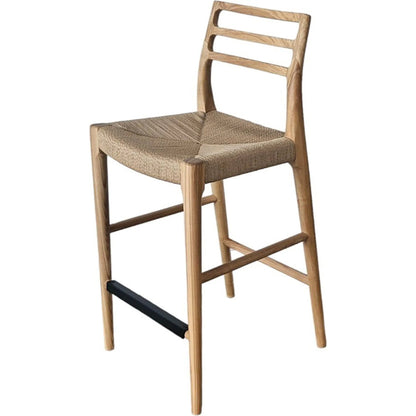 Java Counter Stool by LH Imports in black and black. Made from ash wood, blacked dyed paper rope, metal in a rustic style.