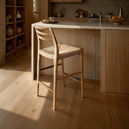 Java Counter Stool by LH Imports in black and black. Made from ash wood, blacked dyed paper rope, metal in a rustic style.