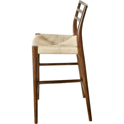 Java Counter Stool by LH Imports in black and black. Made from ash wood, blacked dyed paper rope, metal in a rustic style.