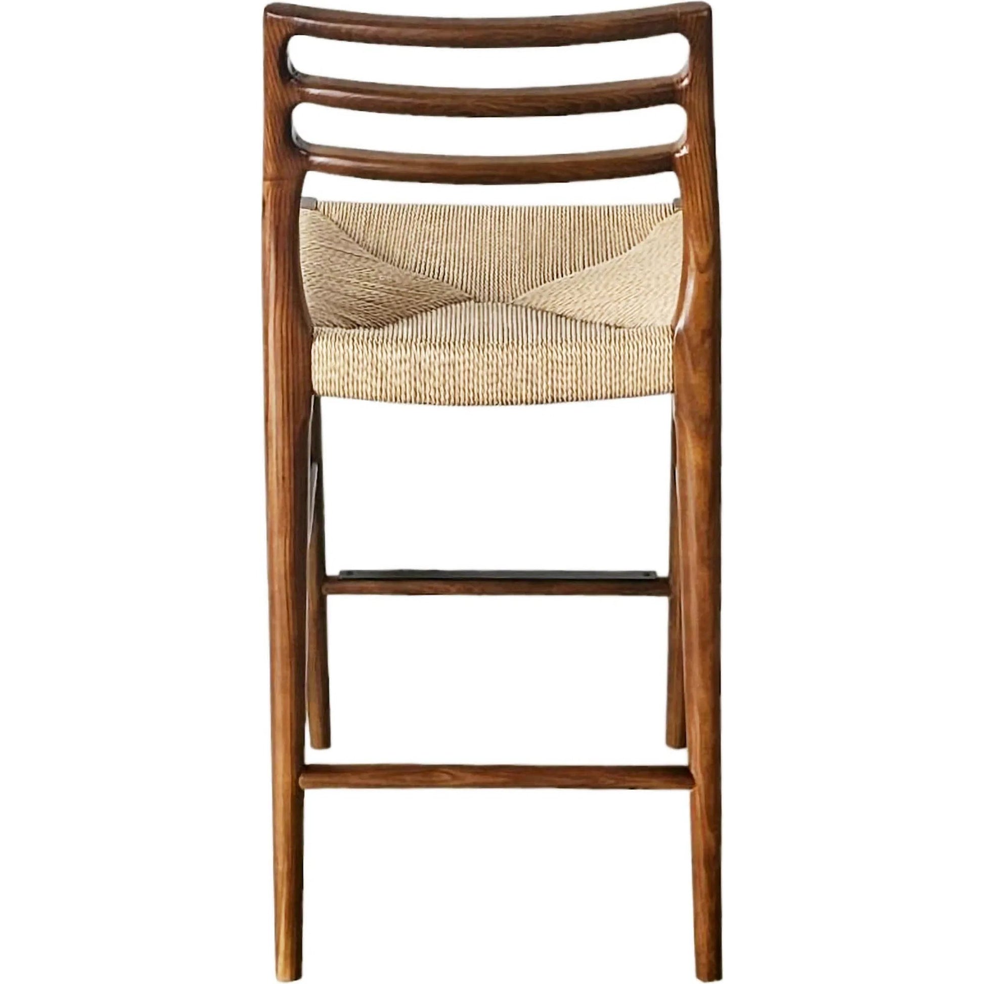 Java Counter Stool by LH Imports in black and black. Made from ash wood, blacked dyed paper rope, metal in a rustic style.