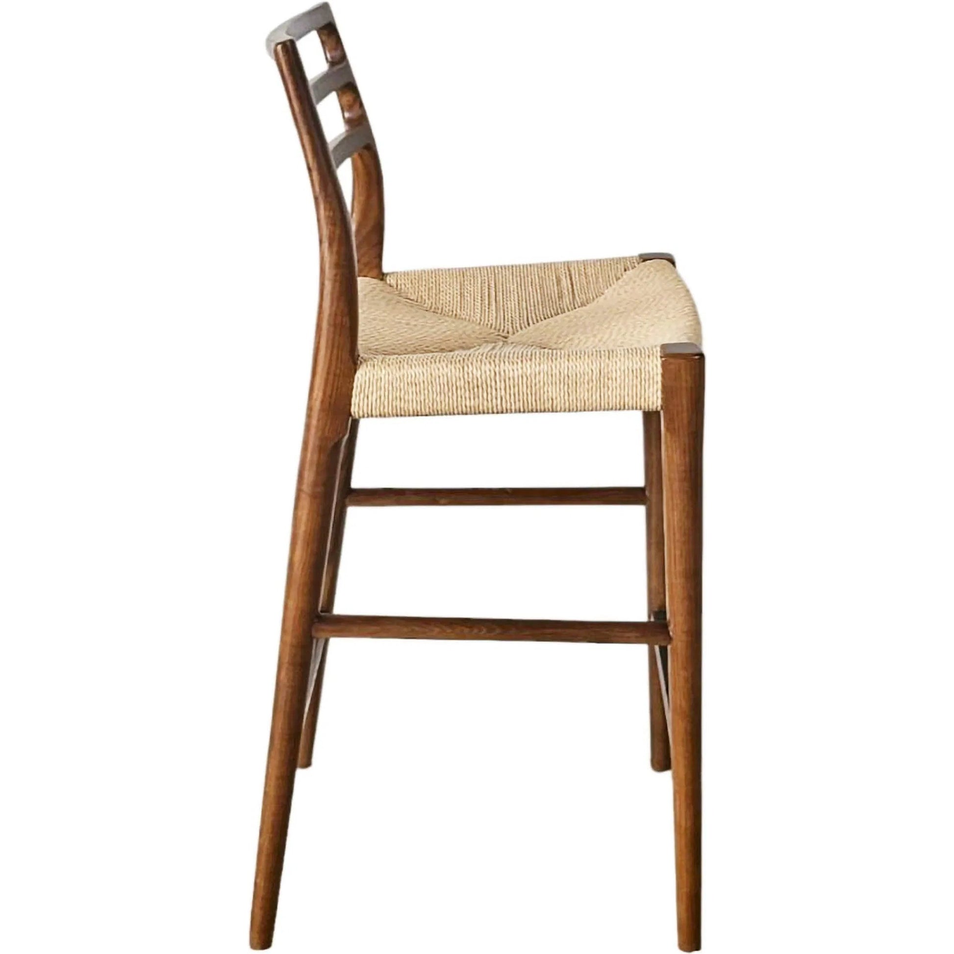 Java Counter Stool by LH Imports in black and black. Made from ash wood, blacked dyed paper rope, metal in a rustic style.