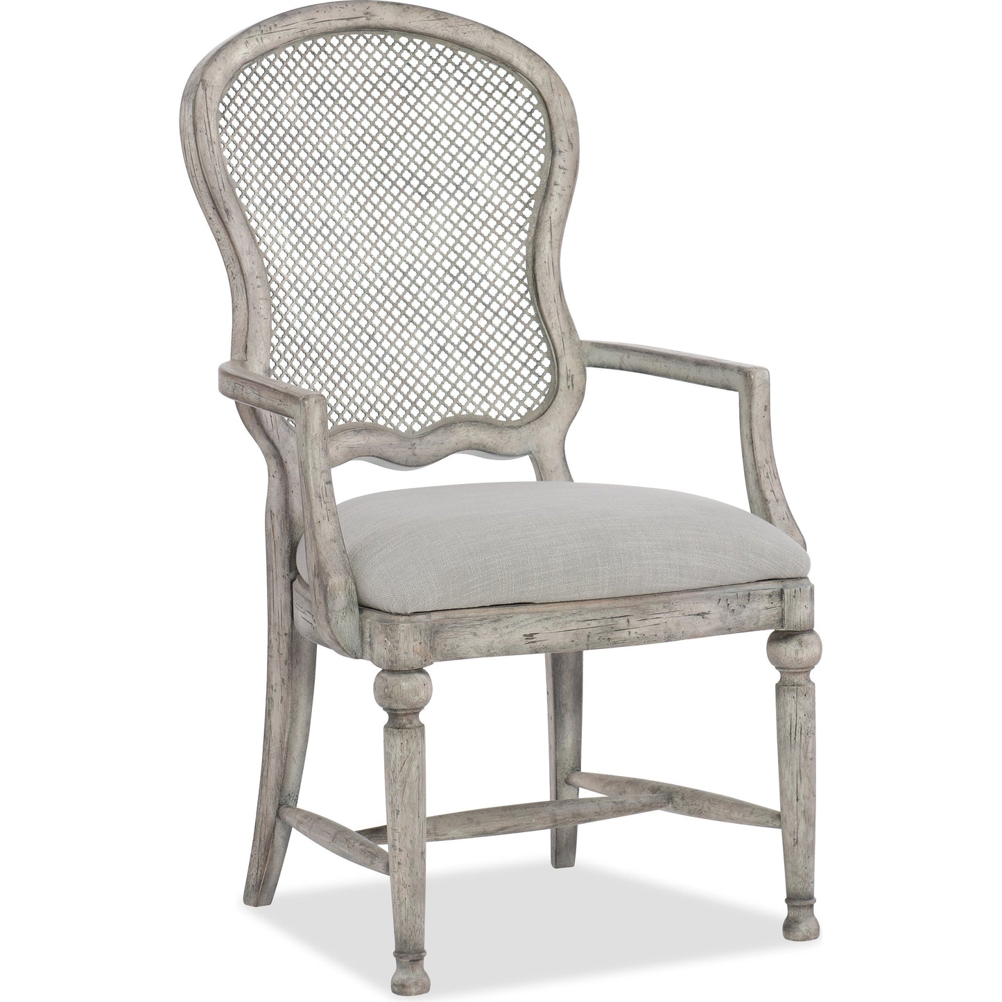 001 SI-1748438 | Primary Silo | Gaston Arm Chair (Set of 2) by Hooker Furniture in grey and mercantile white. Made from fabric, metal in a traditional style.