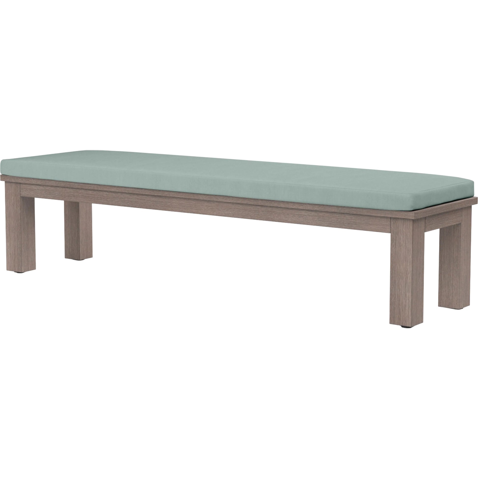 Laguna Outdoor Dining Bench by Sunset West in browns. Made from aluminum in a modern style.