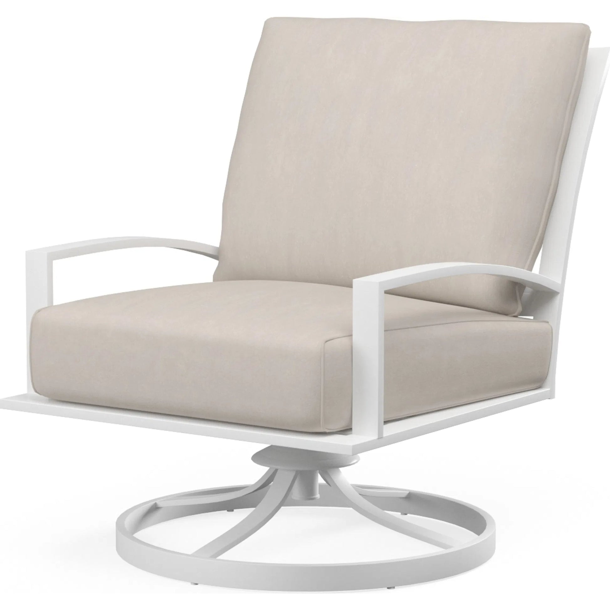 Bristol Outdoor Club Swivel in Canvas Flax w/ Self Welt by Sunset West. Made from aluminum in a modern style.