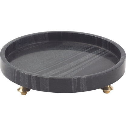 Quintessential Round Tray by Global Views. Made from marble in a traditional style.