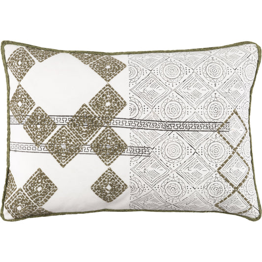 Jubba Pillow - 6208 by Surya in dark green, dark brown, white. Made from 100% cotton in a eclectic & global style.