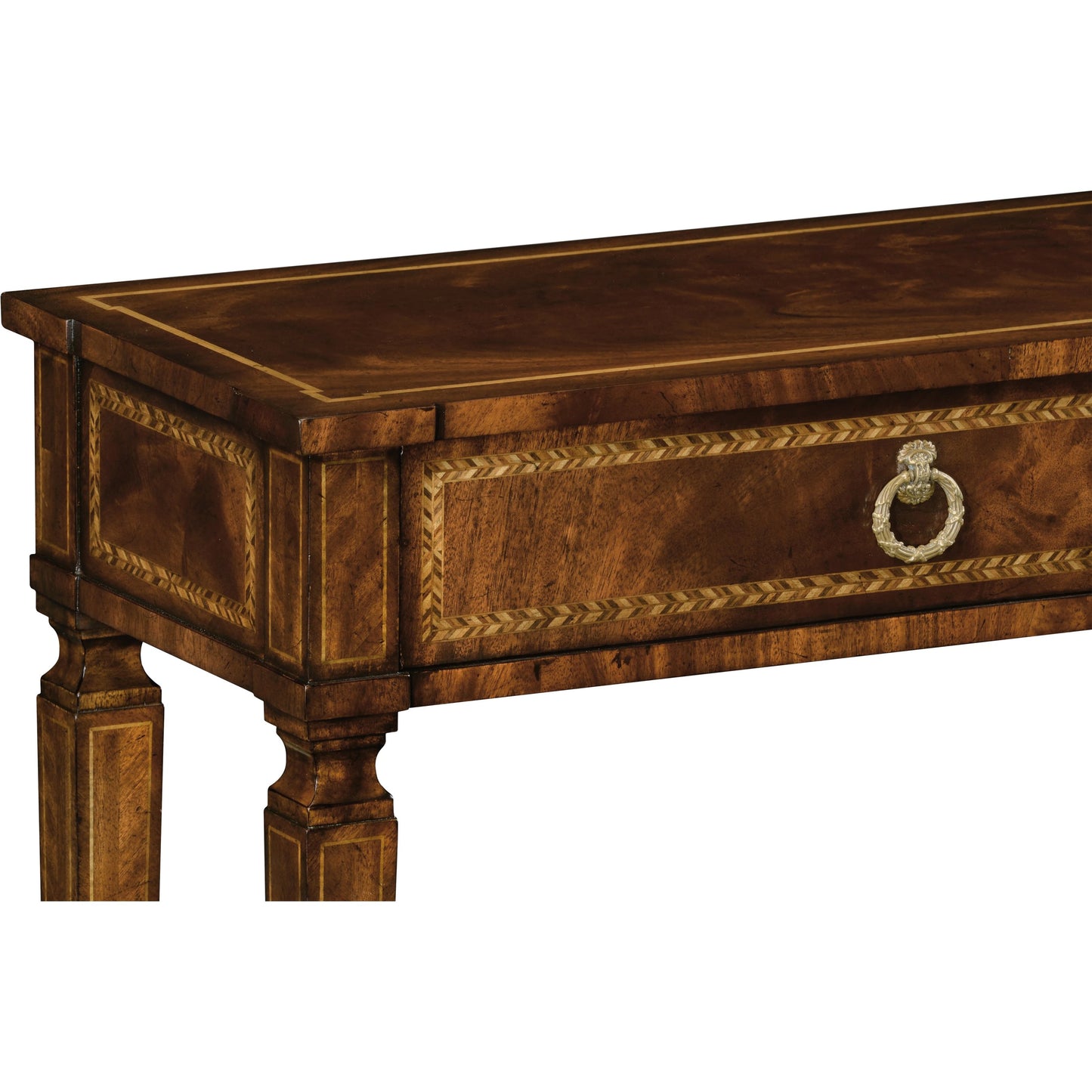 005 SI-1991061 | Closeup | Buckingham Empire Mahogany Console Table by Jonathan Charles in medium antique mahogany. Made from acacia in a traditional style.
