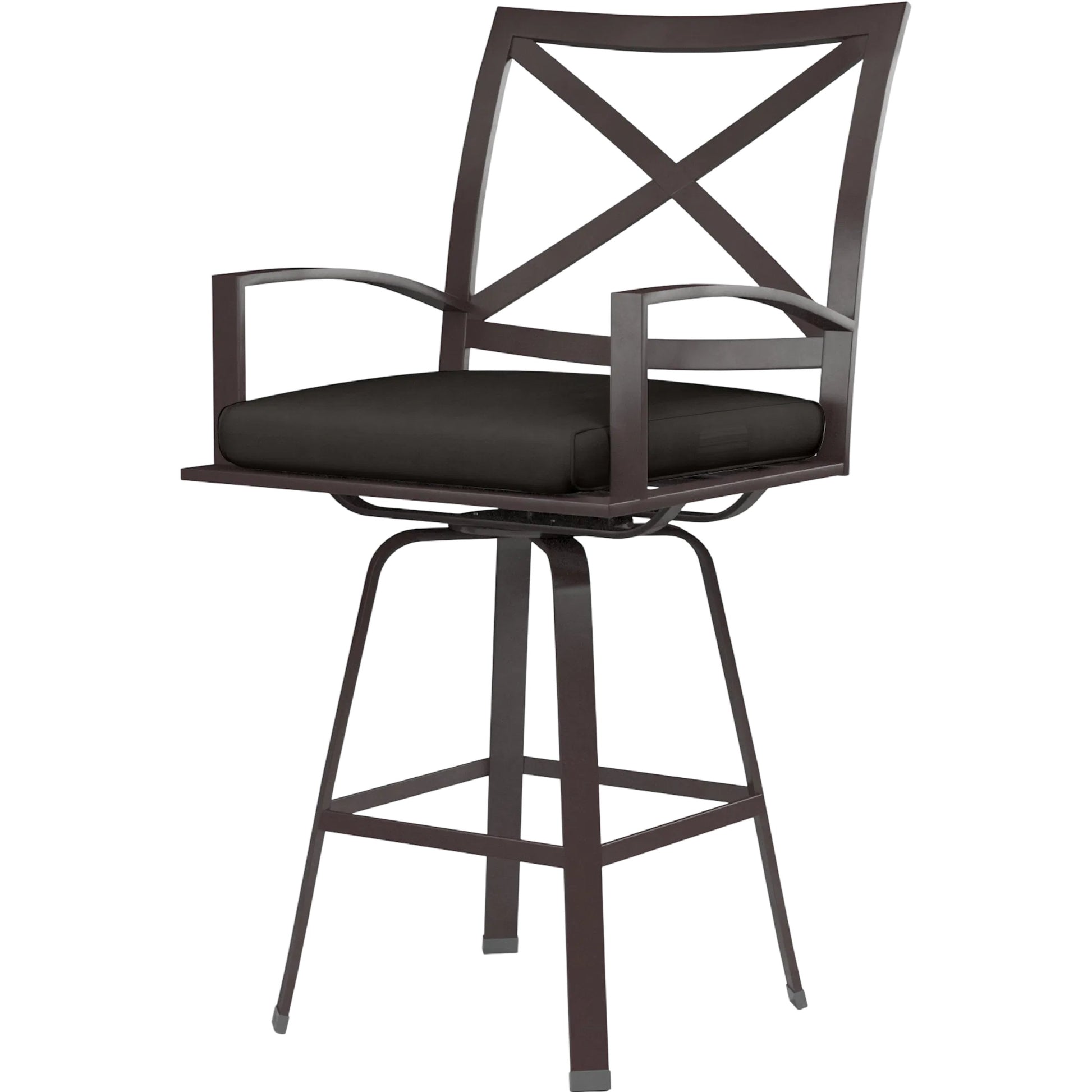 La Jolla Outdoor Swivel Counter Stool by Sunset West in browns. Made from aluminum in a modern style.