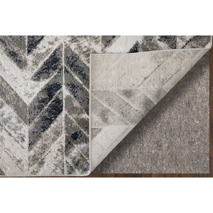 Micah Chevron Rug - 3048F by Feizy in black, gray, silver. Made from polyester, polypropylene in a unique style.
