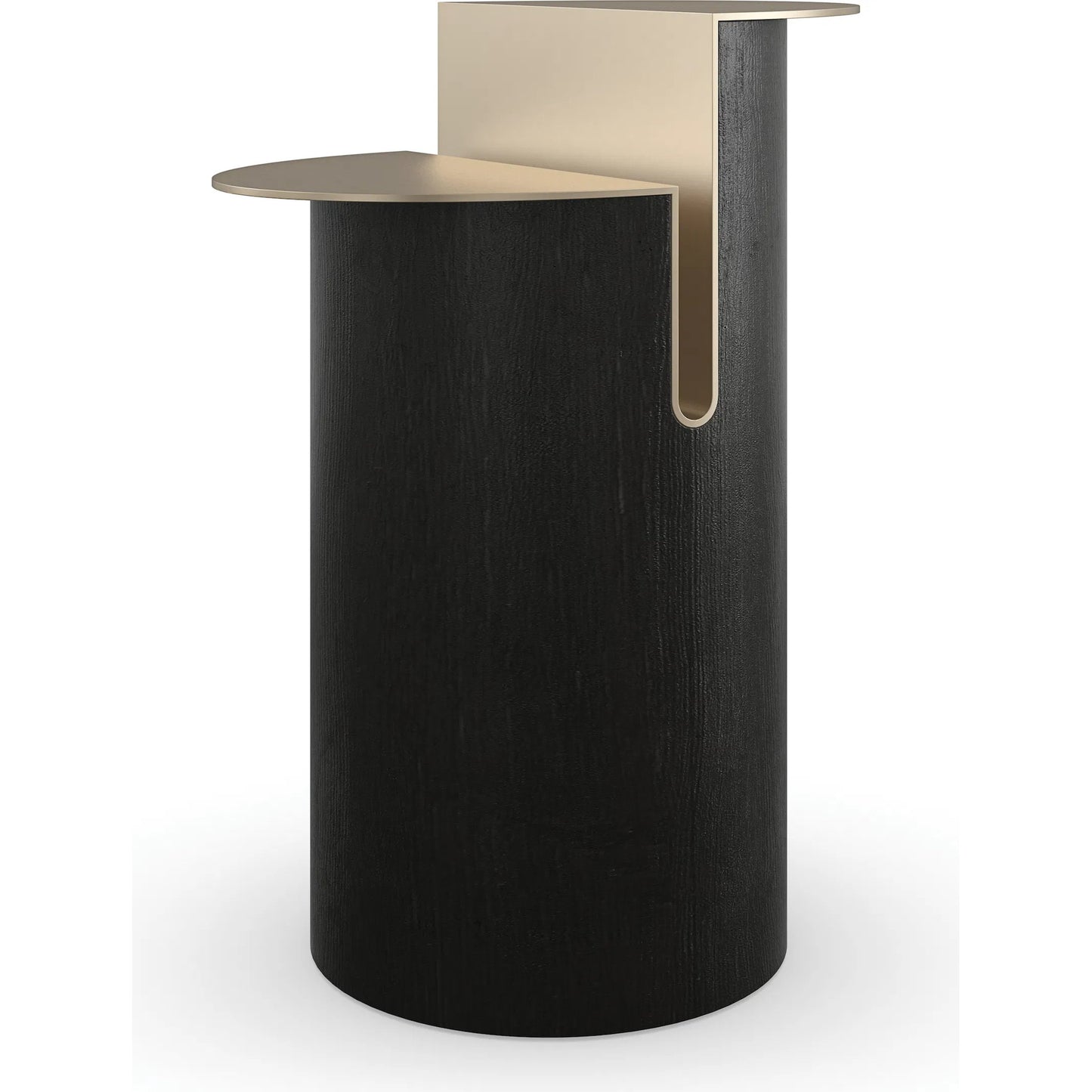 002 SI-2193848 | Primary Silo | Discord Side Table by Caracole in modern walnut, lucent bronze metallic. Made from poplar, metal, quartered walnut in a unique style.