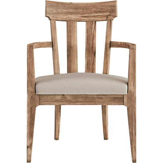 Passage Arm Chair Slat Back (Set of 2) by A.R.T. Furniture in brown and natural oak. Made from ash solids, knotty oak veneers, foam, fabric in a modern style.