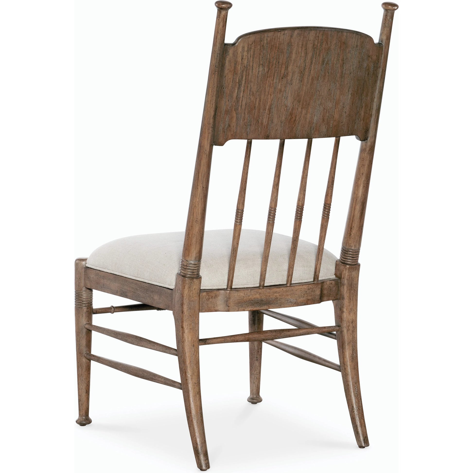 Americana Upholstered Seat Side Chair by Hooker Furniture in beige. Made from oak veneers and fabric in a cottage & farmhouse style.