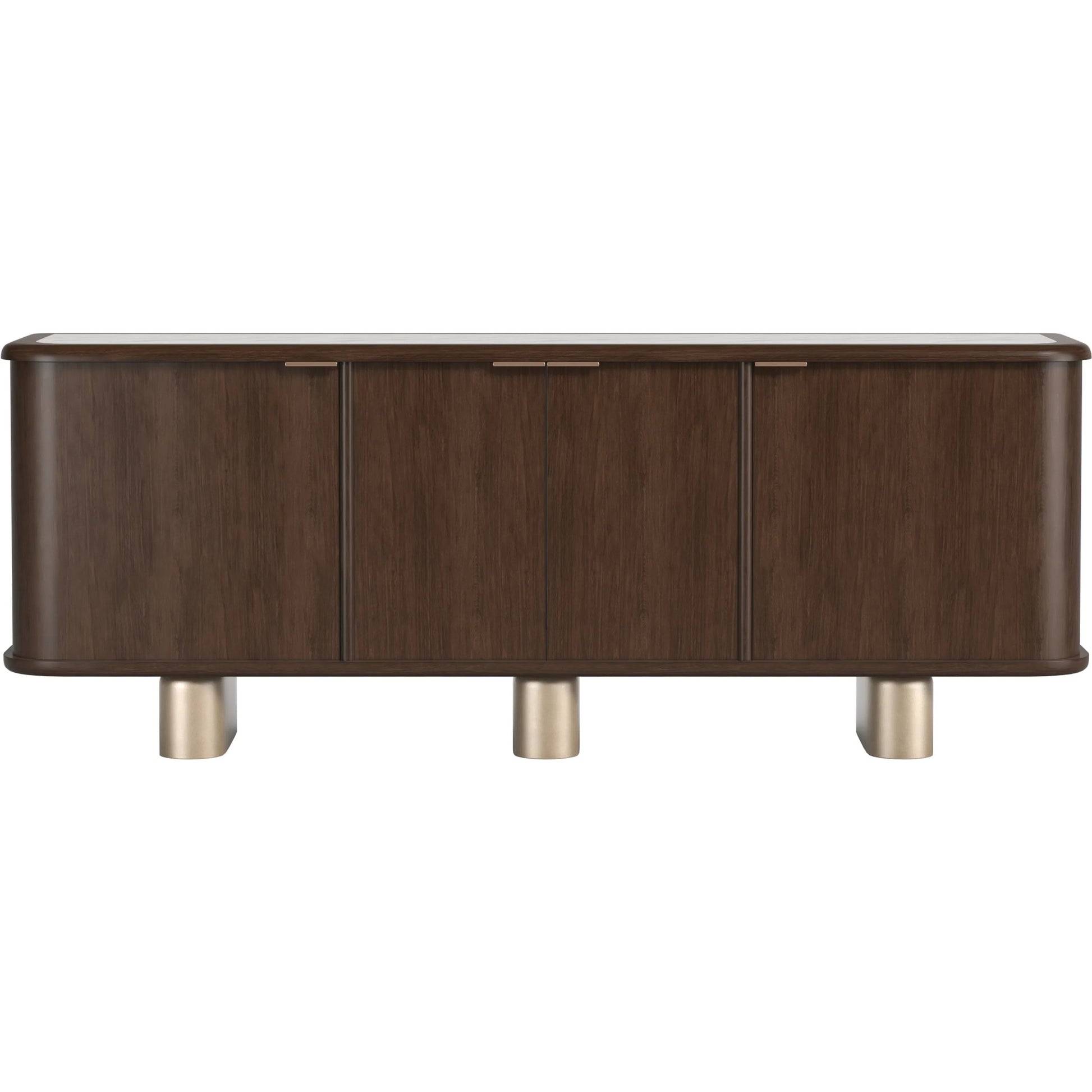 Verge Credenza by A.R.T. Furniture in handcrated walnut. Made from poplar, parawood solids, walnut veneer in a traditional style.