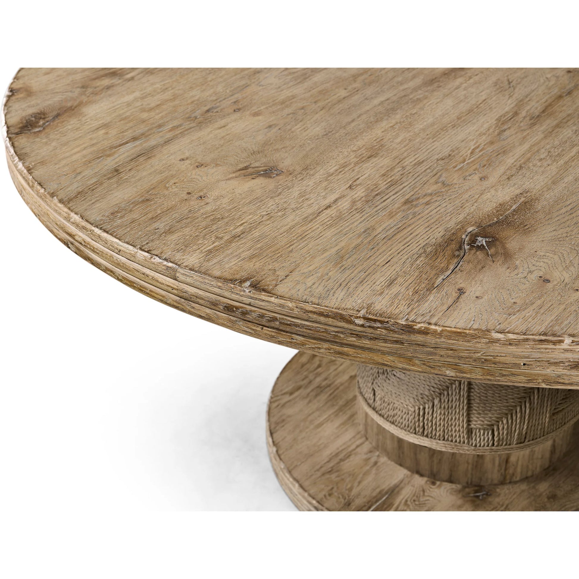 60" Sagehill Round Dining Table by Jonathan Charles in timberon grey oak. Made from oak in a cottage & farmhouse style.