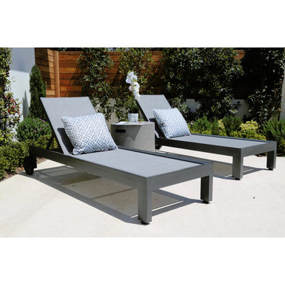 Redondo Outdoor Adjustable Sling Chaise by Sunset West in slate. Made from aluminum in a modern style.