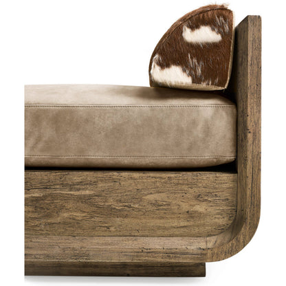 Stone Ridge Leather & Hide Daybed by Jonathan Charles in tully light acacia. Made from acacia veneer in a cottage & farmhouse style.