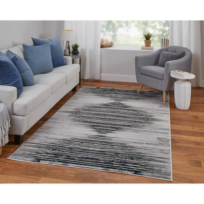 Micah Diamond Rug - 39LRF by Feizy in black, silver, taupe. Made from polyester, polypropylene in a unique style.