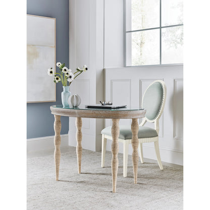Serenity Shoal Writing Desk by Hooker Furniture in surf. Made from oak veneers, rope, printed glass in a cottage & farmhouse style.