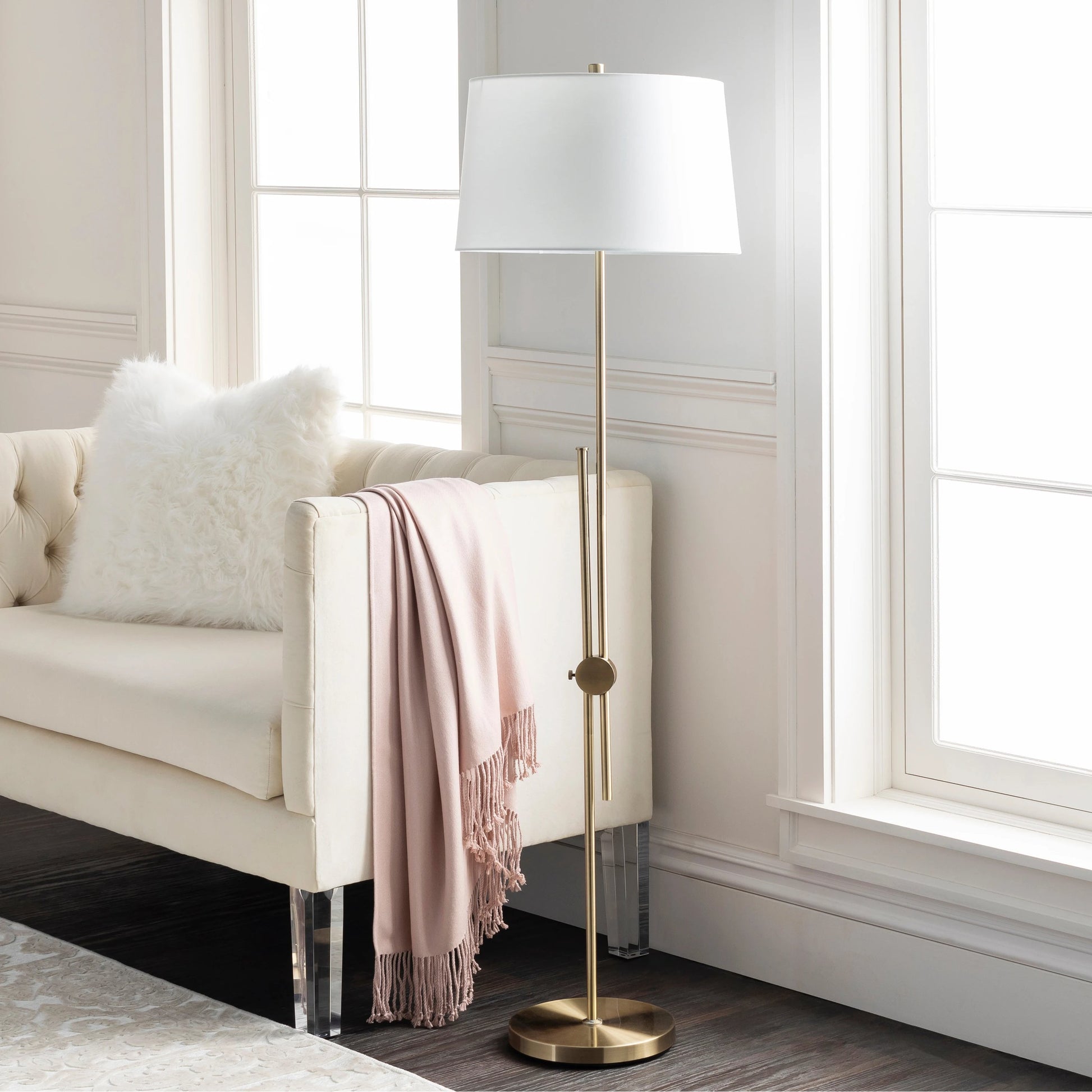 Jace - 23749 by Surya in metallic brass, translucent, white, ivory and white, gold. Made from polyester, metal in a modern style.