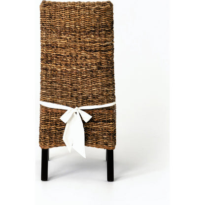 Banana Leaf Chair by Four Hands in gray, cream and gray wash. Made from 50% cotton, 50% polyester, solid mahogany, banana leaf in a cottage & farmhouse style.