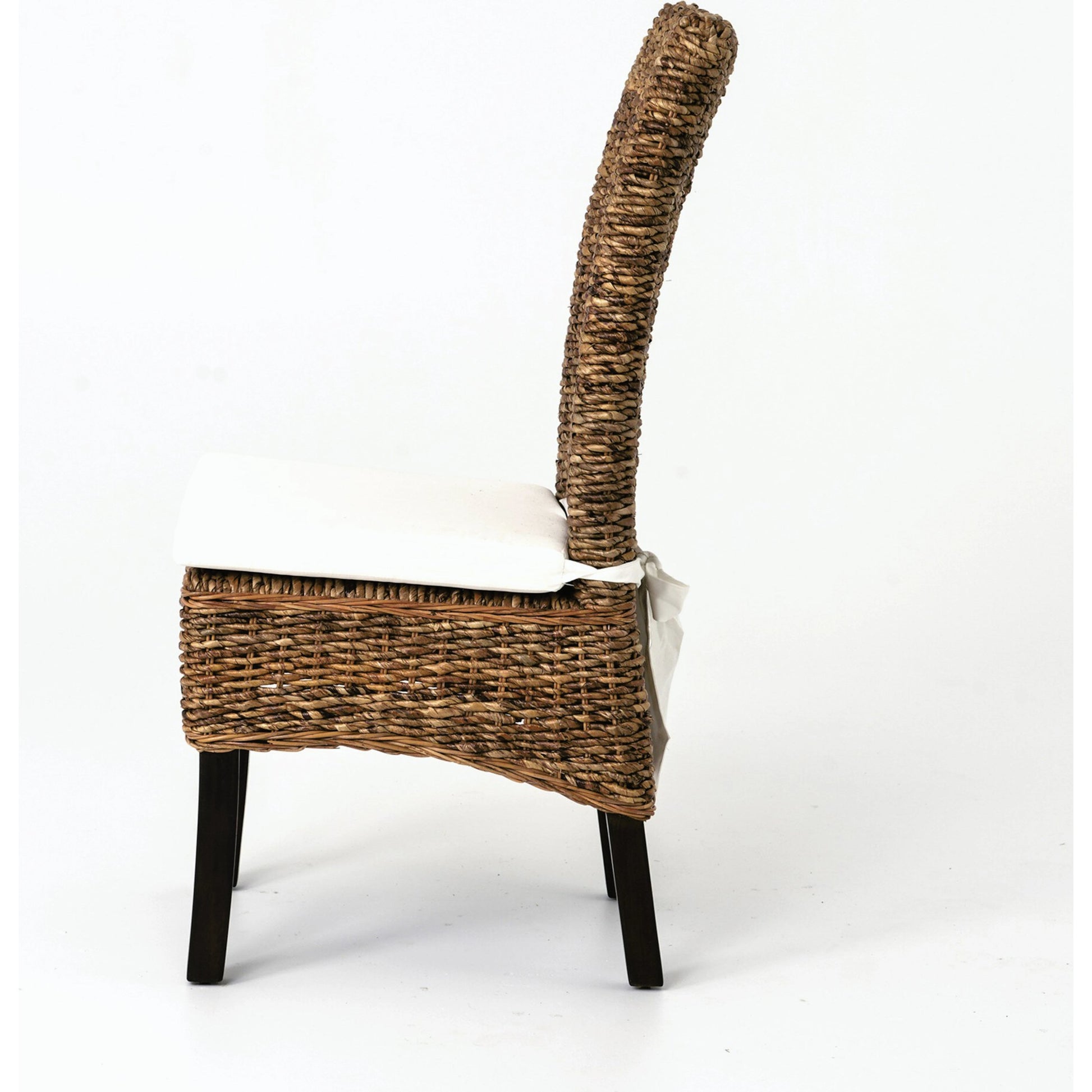 Banana Leaf Chair by Four Hands in gray, cream and gray wash. Made from 50% cotton, 50% polyester, solid mahogany, banana leaf in a cottage & farmhouse style.