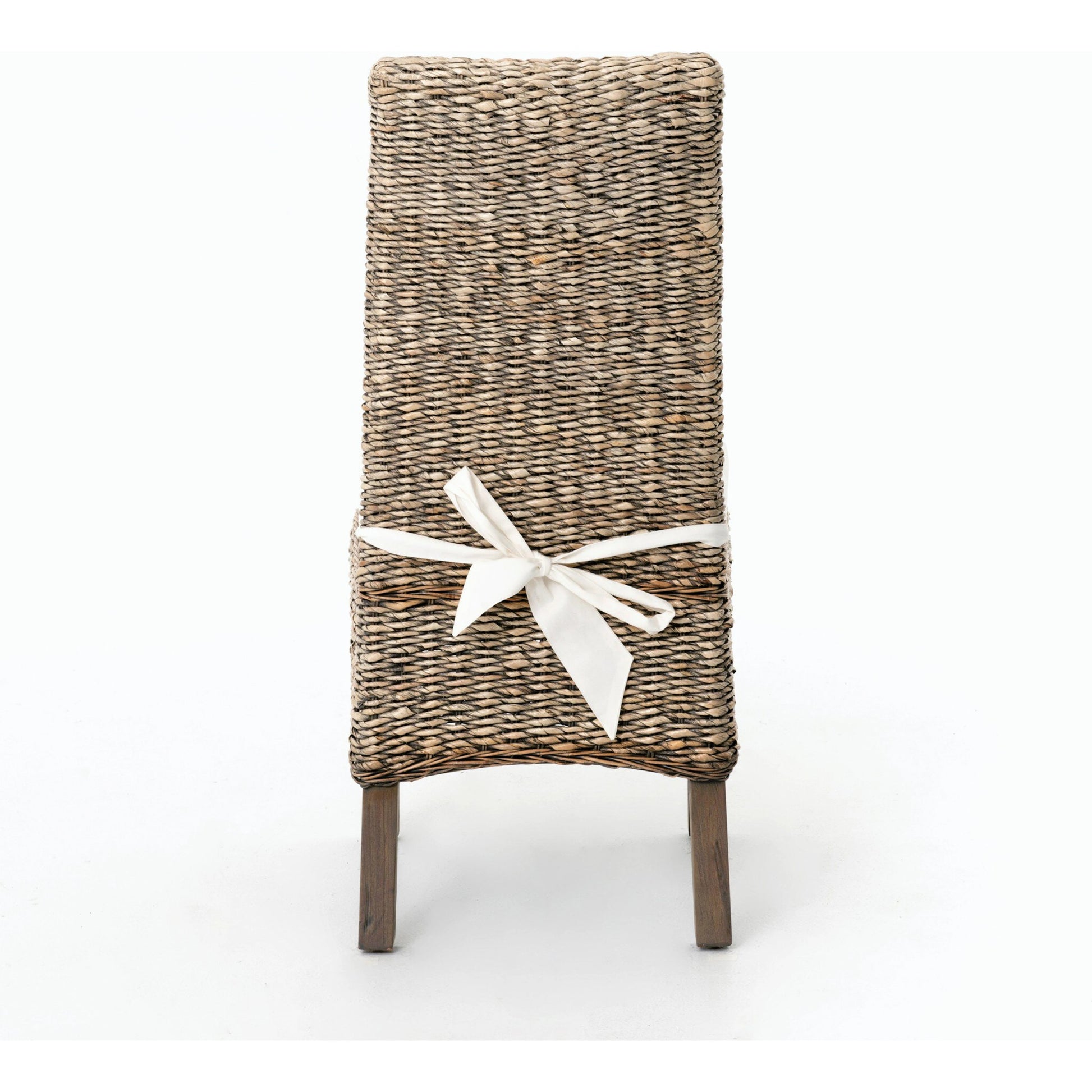 Banana Leaf Chair by Four Hands in gray, cream and gray wash. Made from 50% cotton, 50% polyester, solid mahogany, banana leaf in a cottage & farmhouse style.