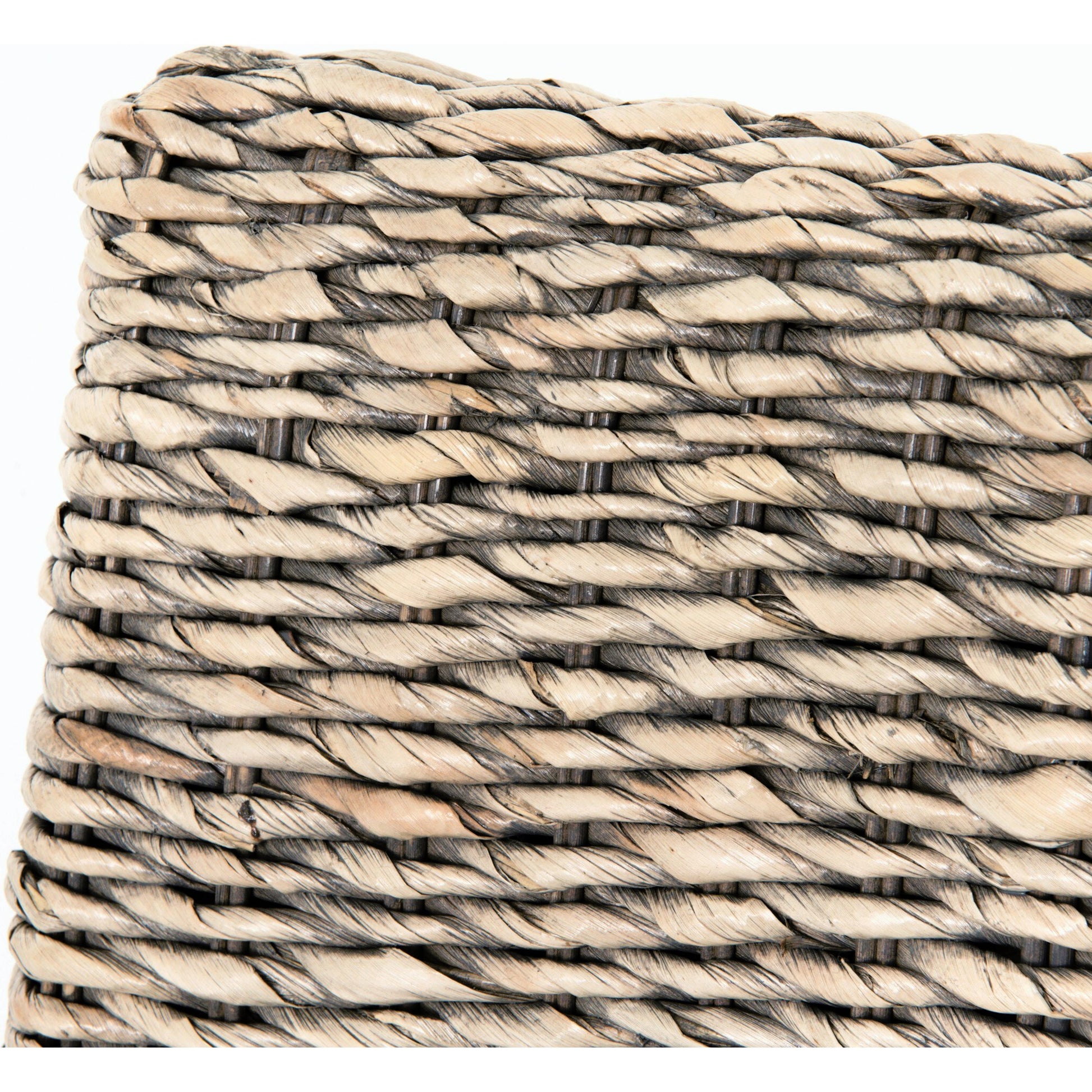 Banana Leaf Chair by Four Hands in gray, cream and gray wash. Made from 50% cotton, 50% polyester, solid mahogany, banana leaf in a cottage & farmhouse style.