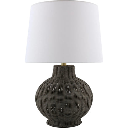 Jacaranda Accent Table Lamp by Livabliss in plated, painted. Made from rattan, linen, polyester, iron in a unique style.