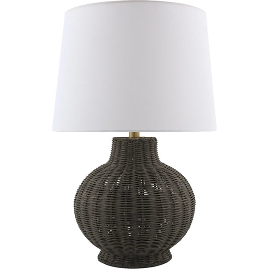 Jacaranda Accent Table Lamp by Livabliss in plated, painted. Made from rattan, linen, polyester, iron in a unique style.