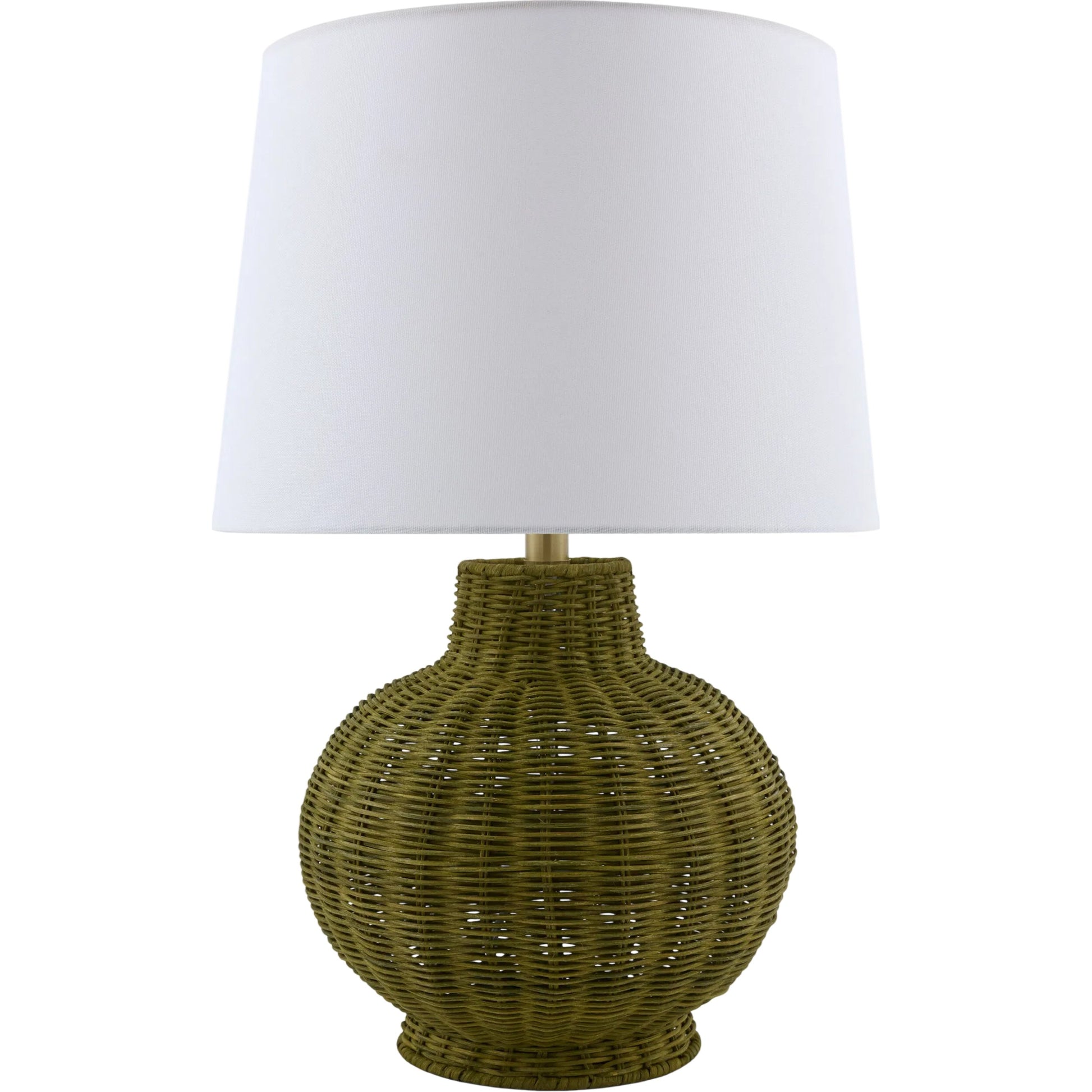 Jacaranda Accent Table Lamp by Livabliss in plated, painted. Made from rattan, linen, polyester, iron in a unique style.
