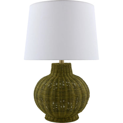 Jacaranda Accent Table Lamp by Livabliss in plated, painted. Made from rattan, linen, polyester, iron in a unique style.