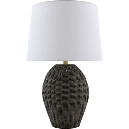 Jacaranda Accent Table Lamp by Livabliss in plated, painted. Made from rattan, linen, polyester, iron in a unique style.
