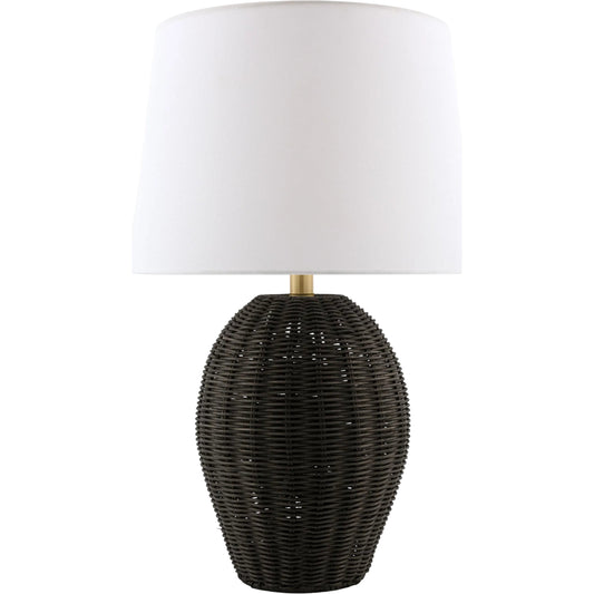 Jacaranda Accent Table Lamp by Livabliss in plated, painted. Made from rattan, linen, polyester, iron in a unique style.