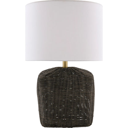 Jacaranda Accent Table Lamp by Livabliss in plated, painted. Made from rattan, linen, polyester, iron in a unique style.