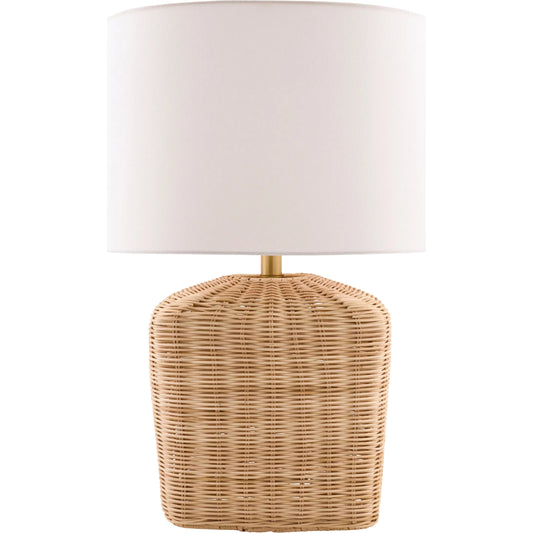 Jacaranda Accent Table Lamp by Livabliss in plated, painted. Made from rattan, linen, polyester, iron in a unique style.