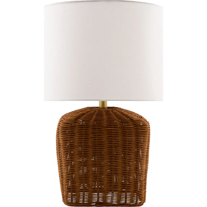 Jacaranda Accent Table Lamp by Livabliss in plated, painted. Made from rattan, linen, polyester, iron in a unique style.