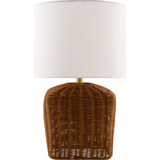 Jacaranda Accent Table Lamp by Livabliss in plated, painted. Made from rattan, linen, polyester, iron in a unique style.
