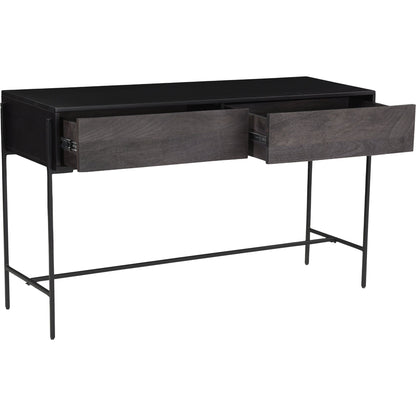 Tobin Console Table by Moe's Home Collection in light brown. Made from solid mango wood, iron base, mdf (carb) in a modern style.