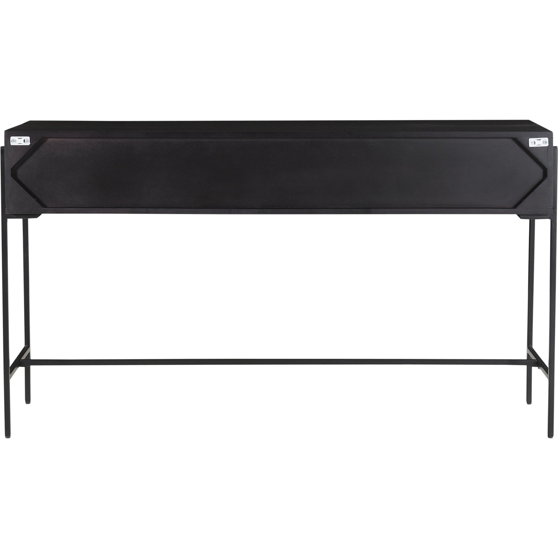 Tobin Console Table by Moe's Home Collection in light brown. Made from solid mango wood, iron base, mdf (carb) in a modern style.