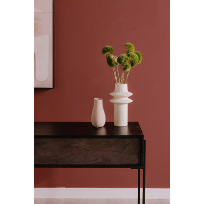 Tobin Console Table by Moe's Home Collection in light brown. Made from solid mango wood, iron base, mdf (carb) in a modern style.
