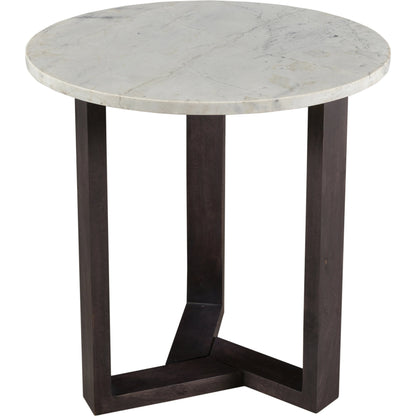 Jinxx Side Table by Moe's Home Collection in charcoal grey. Made from satwaria marble, solid acacia base, mdf in a modern style.